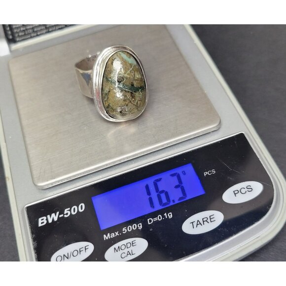 Vintage Sterling Silver & Large Oval Jasper Statement Size‎ 9.5 Ring 35 - Picture 5 of 7